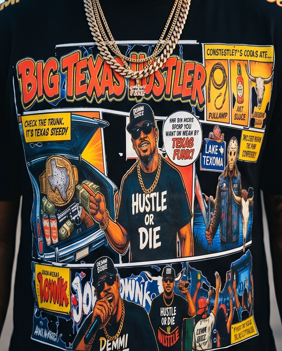 Big Texas — Urban Shirt & Short Set (Size M) — One‑of‑a‑Kind Streetwear