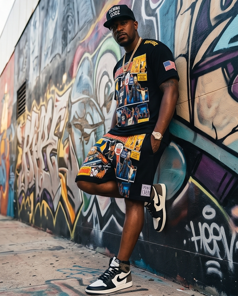 Big Texas — Urban Shirt & Short Set (Size M) — One‑of‑a‑Kind Streetwear