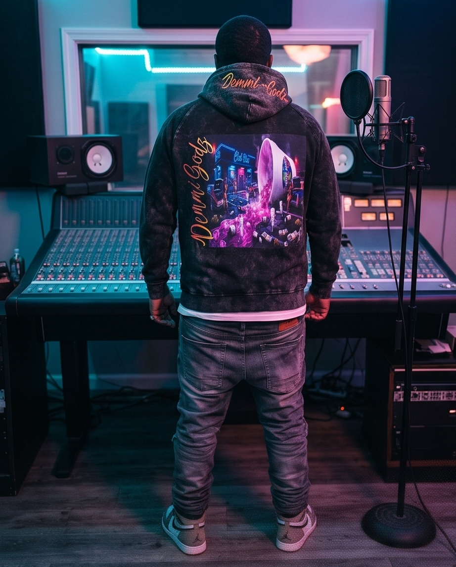 Urban Vintage Wash Oversized Black Hoodie —  XLarge (One of a Kind)