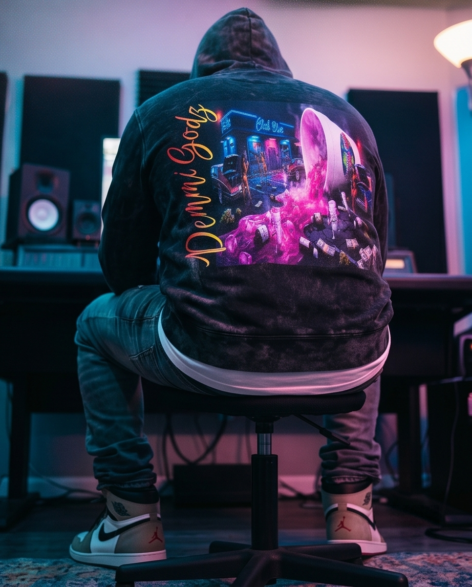 Urban Vintage Wash Oversized Black Hoodie —  XLarge (One of a Kind)