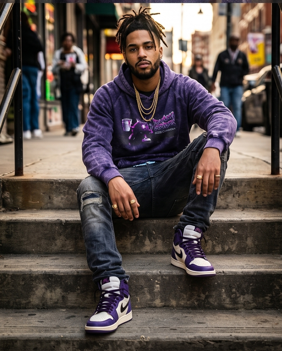 Urban Vintage Wash Oversized Purple Hoodie — 2XL (One of a Kind)