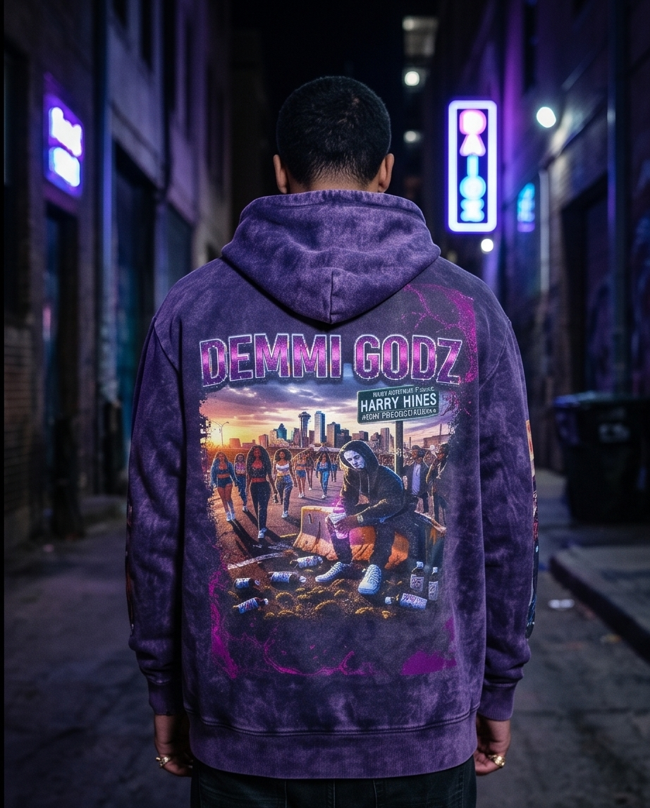 Urban Vintage Wash Oversized Purple Hoodie — 2XL (One of a Kind)