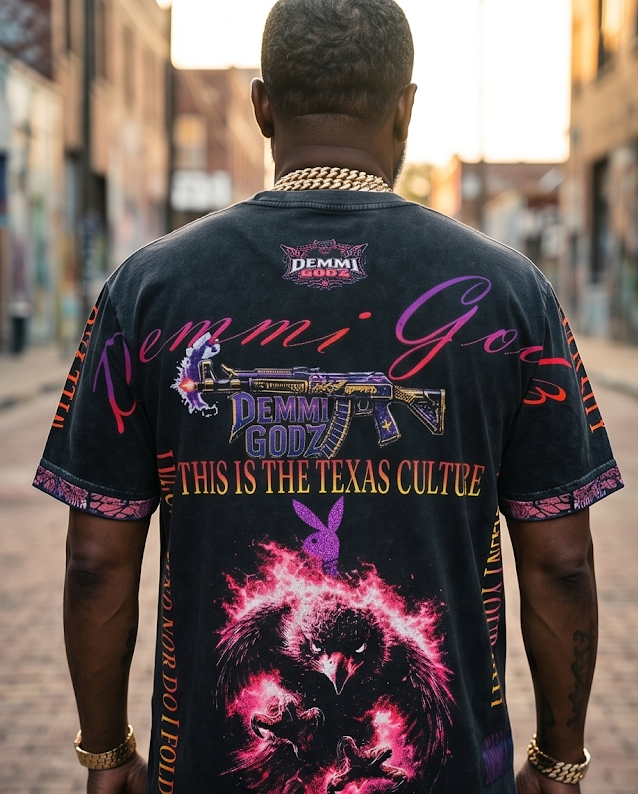 "Texas Culture" Vintage-Wash Black Tee — Streetwear One-of-a-Kind (XL)