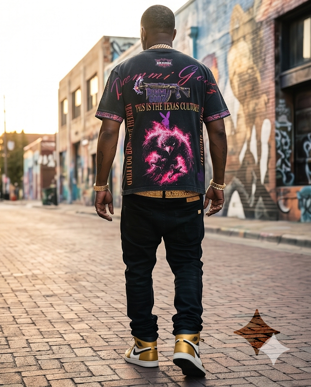 "Texas Culture" Vintage-Wash Black Tee — Streetwear One-of-a-Kind (XL)