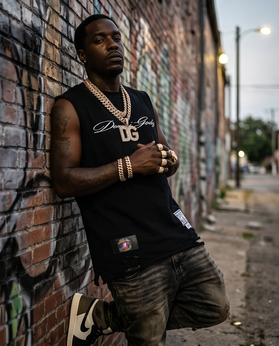 "The Eldorado Red Story" — Black Vintage Washed Oversized Tank Top (XL)