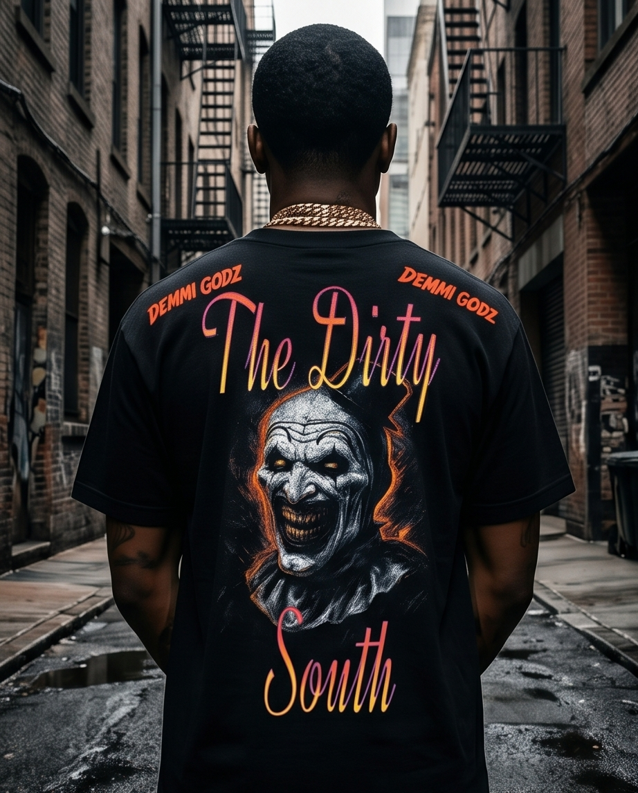 "Horror Heaven or Hell" — Heavyweight Black Tee (Large, One‑of‑a‑Kind, True to Size)