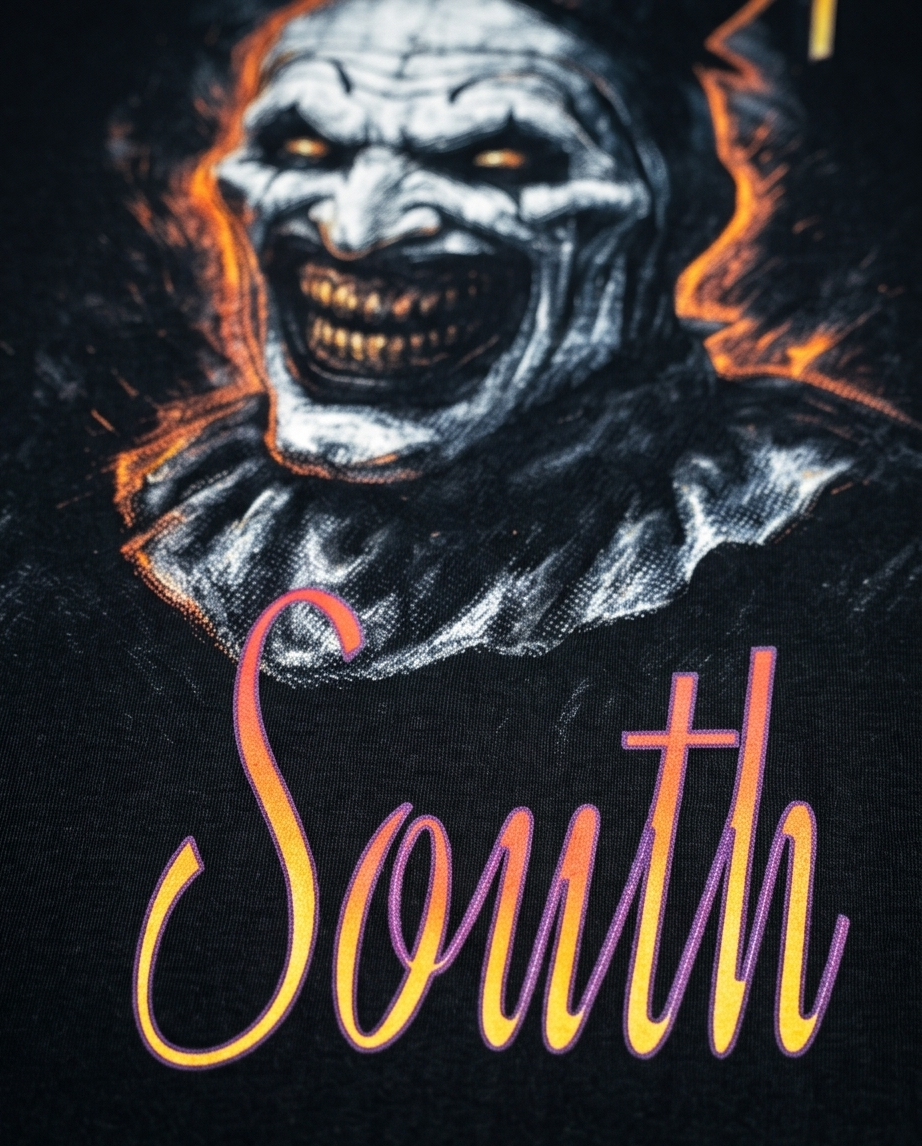 "Horror Heaven or Hell" — Heavyweight Black Tee (Large, One‑of‑a‑Kind, True to Size)