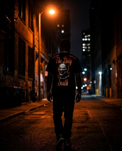 "Horror Heaven or Hell" — Heavyweight Black Tee (Large, One‑of‑a‑Kind, True to Size)