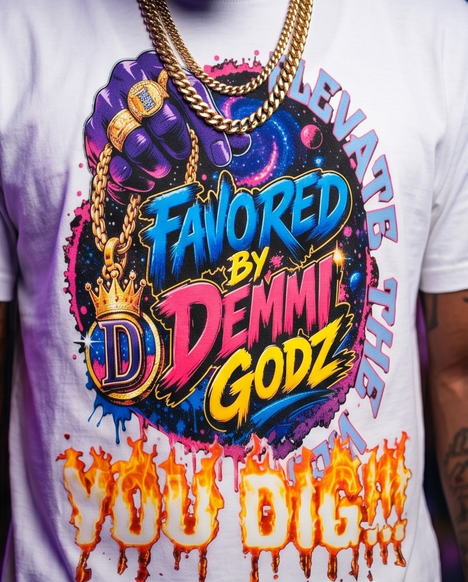 "Favored by Demmi Godz" — Urban Heavyweight T‑Shirt (Large) — One‑of‑a‑Kind Streetwear