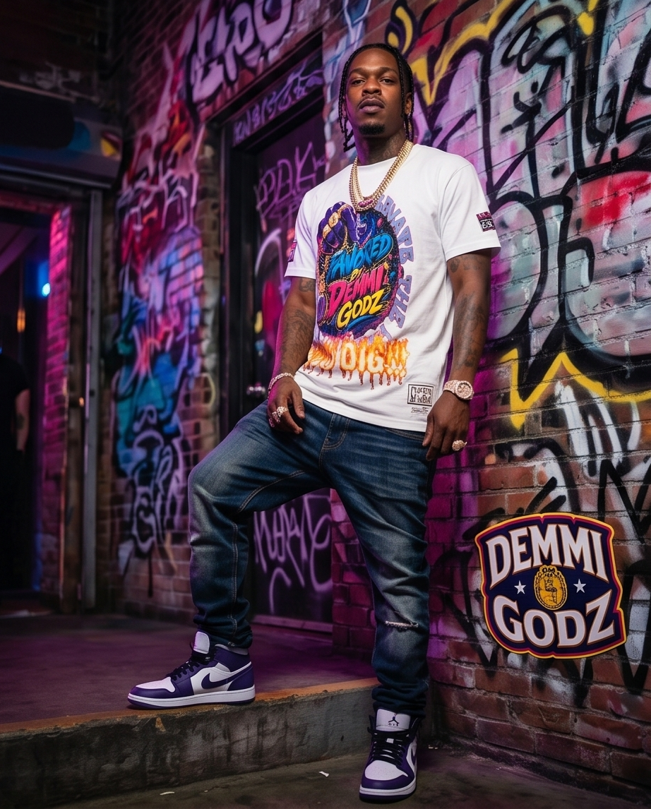 "Favored by Demmi Godz" — Urban Heavyweight T‑Shirt (Large) — One‑of‑a‑Kind Streetwear