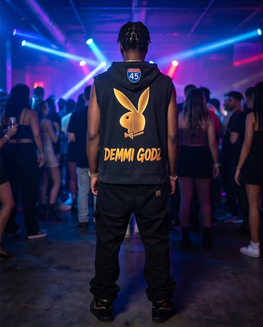 "The Dope Spot" — Black Vintage Washed Oversized Zip-Up Hooded Tank Top (L)