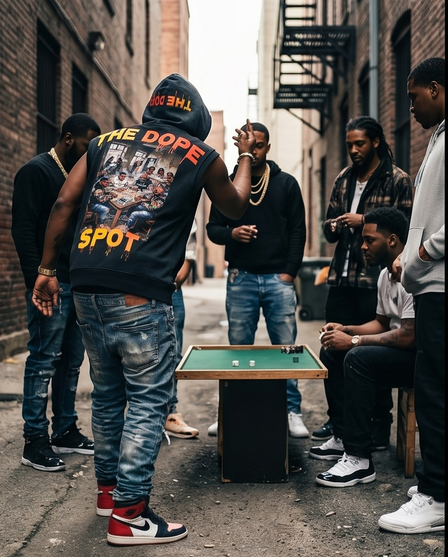 Vintage Washed Oversized Black Zip-Up Hooded Tank Top — XL — "The Dope Spot - Graphic Back"