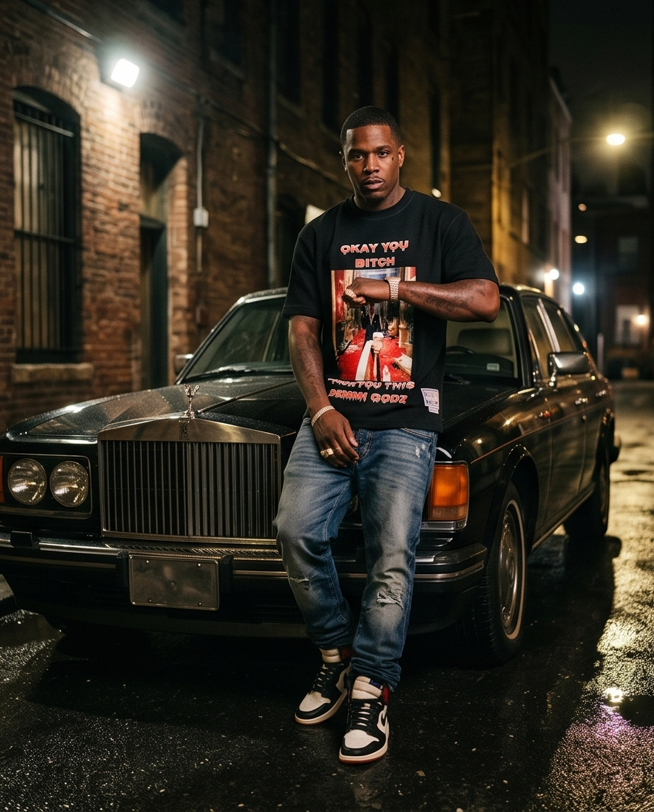 "Okay Tony" — One-of-a-Kind Heavyweight Waffle Knit Tee Oversized Large — Scarface Culture