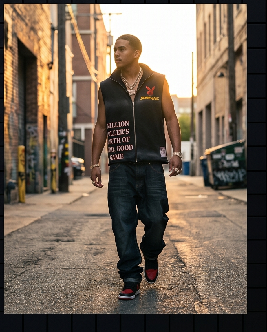 "Million Dollar Game" — Black Vintage-Washed Zip-Up Hooded Tank Top (XL) — Oversized