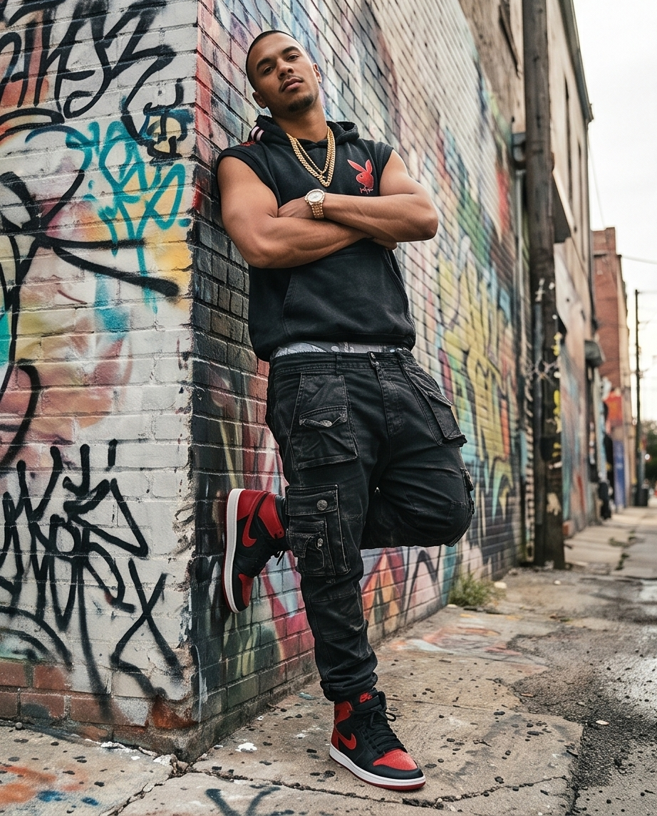 "Million Dollar Game" — Black Vintage-Washed Zip-Up Hooded Tank Top (XL) — Oversized