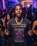 Purple Drank — Vintage Wash Black Rhinestone Tee (XL) — One‑of‑a‑Kind Streetwear
