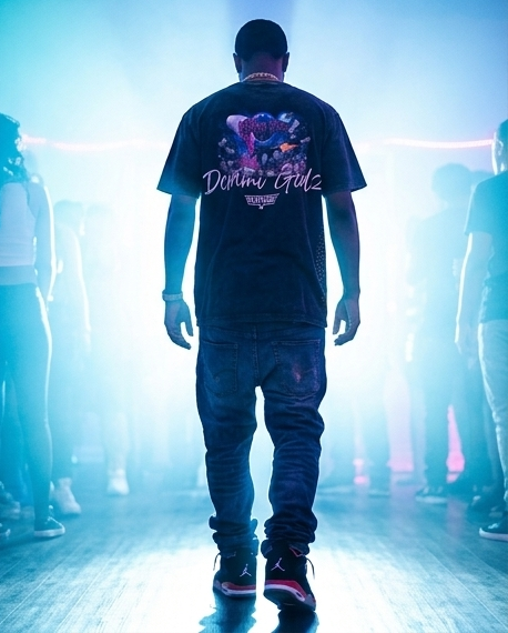 Purple Drank — Vintage Wash Black Rhinestone Tee (XL) — One‑of‑a‑Kind Streetwear