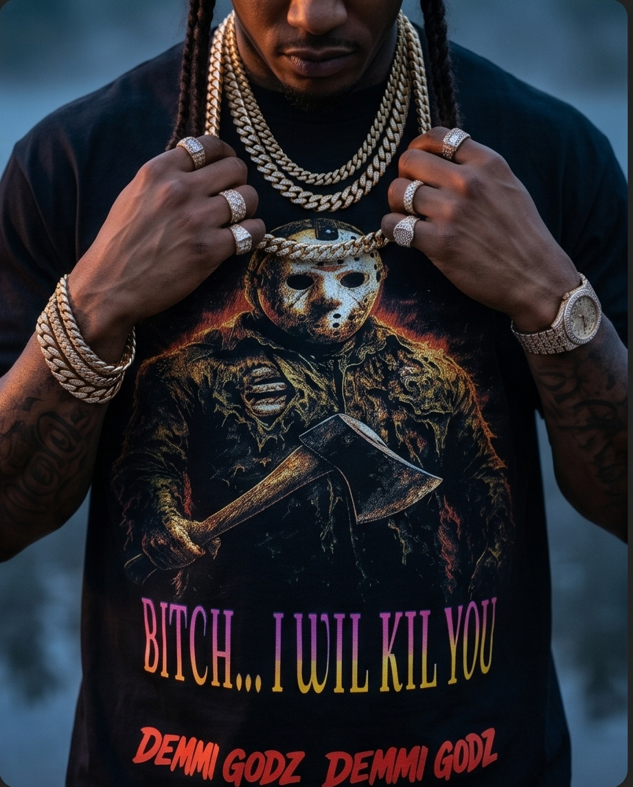 Jason — Friday the 13th | Urban Heavyweight Streetwear Tee (Large) — One‑of‑a‑Kind Black