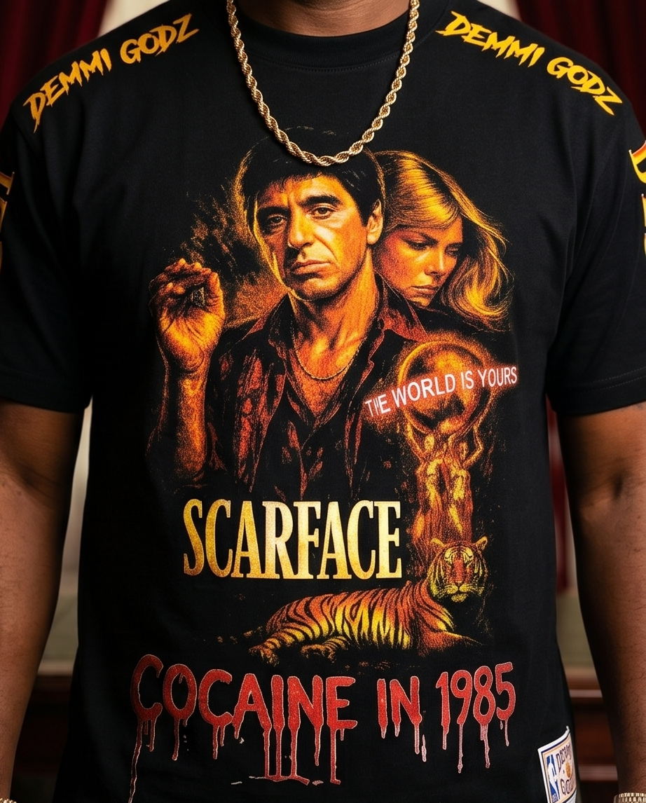 "Tony Style" — Heavyweight Black Tee (One-of-a-Kind) — True to Size  - Medium — Scarface Culture