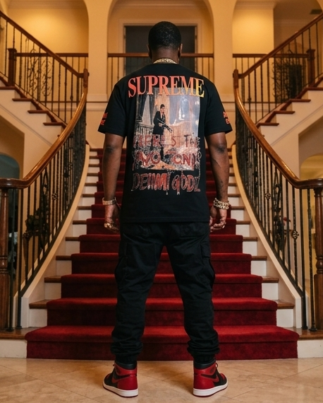 "Tony Style" — Heavyweight Black Tee (One-of-a-Kind) — True to Size  - Medium — Scarface Culture