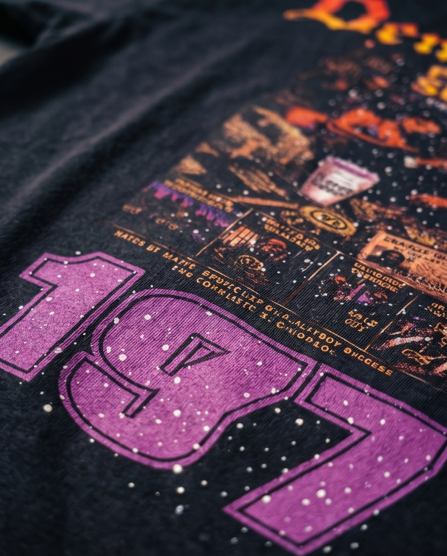Oversized Tee "1977 Story" — Black Vintage Wash (L) — One of a Kind