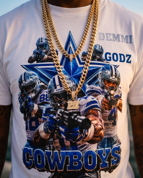 "Cowboys Army" — White Heavyweight Streetwear T‑Shirt (Large) — One‑of‑a‑Kind
