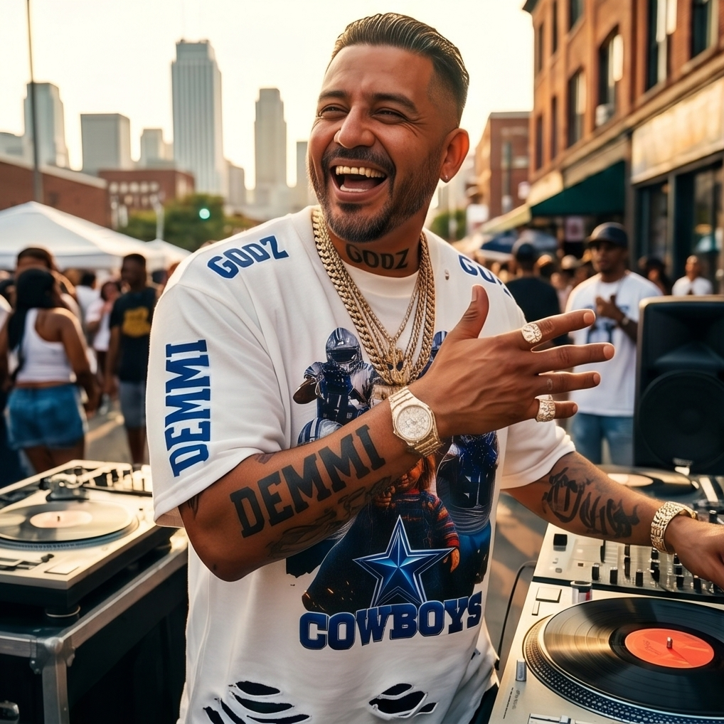 "Chucky With The Cowboys 2" — White Distressed Streetwear Tee (M) — One‑of‑a‑Kind
