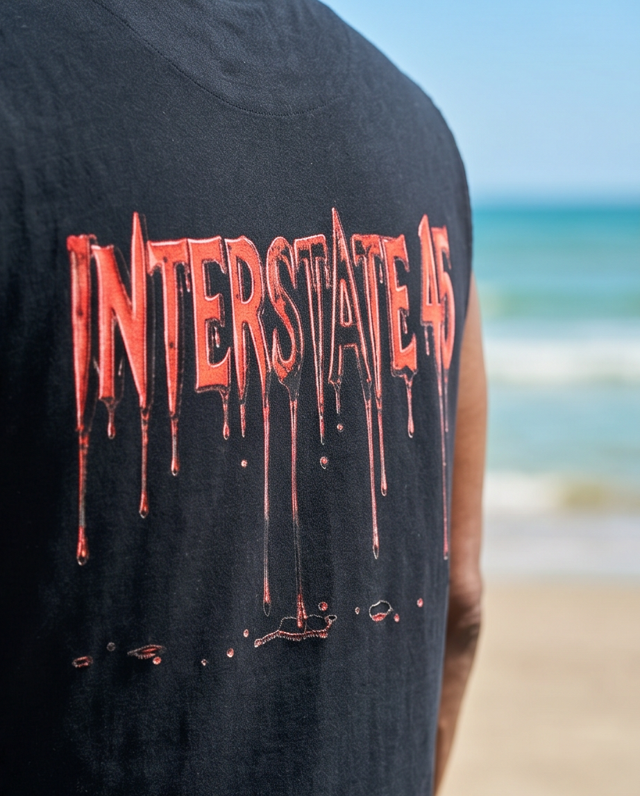 Black Snow Washed Oversized Tank — One Helleva Night (Medium) — Distressed Hem, Tattered Streetwear