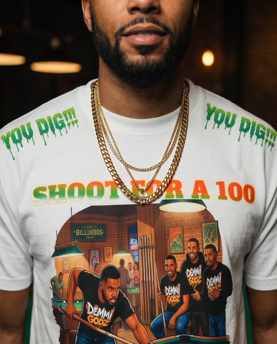 "Shoot For a 100" — White Heavyweight Streetwear T‑Shirt (XL) — One‑of‑a‑Kind