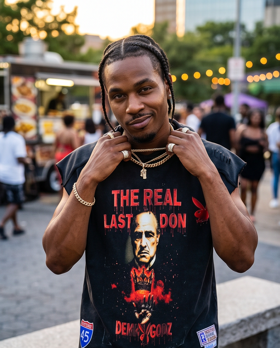 Black Snow Washed Cut-Off Hoodie Tank — Oversized Large Streetwear “The Real Last Don”