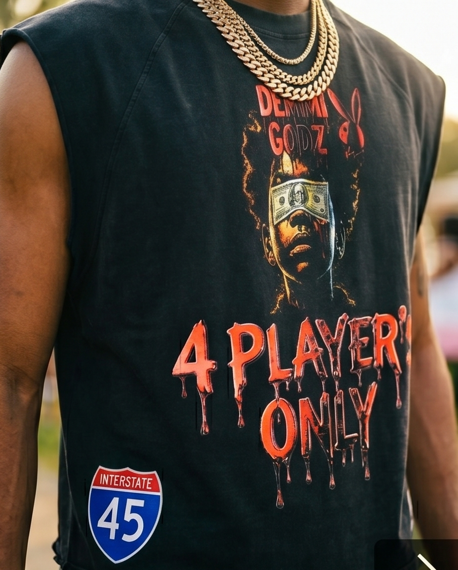 Black Snow Washed Cut-Off Tank — "Blinded By Money" |  Oversized XLarge -  One‑of‑a-Kind Streetwear