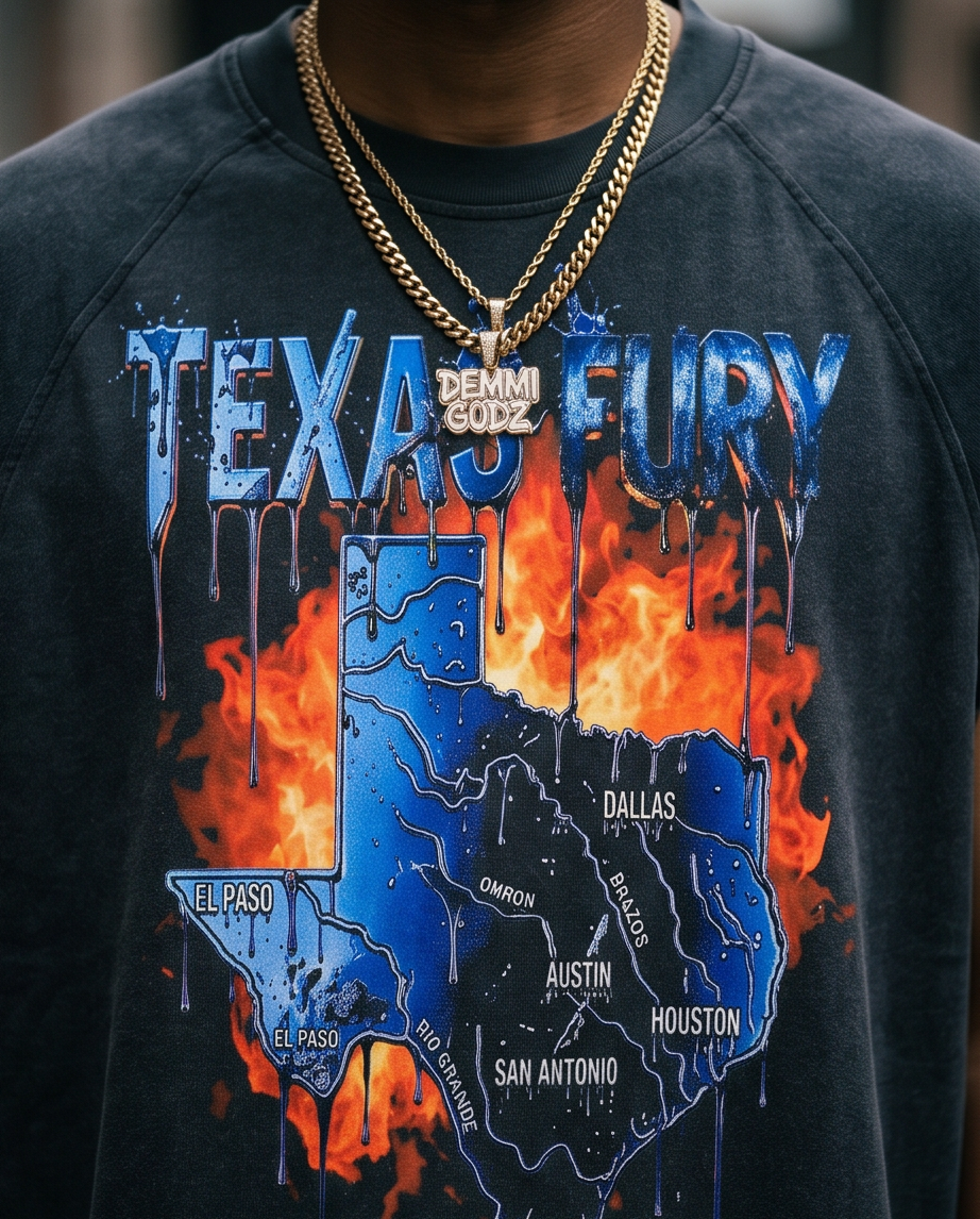 Black Snow Washed Cut-Off Tank Top — Oversized XL — “Texas Fury” One-of-a-Kind Streetwear