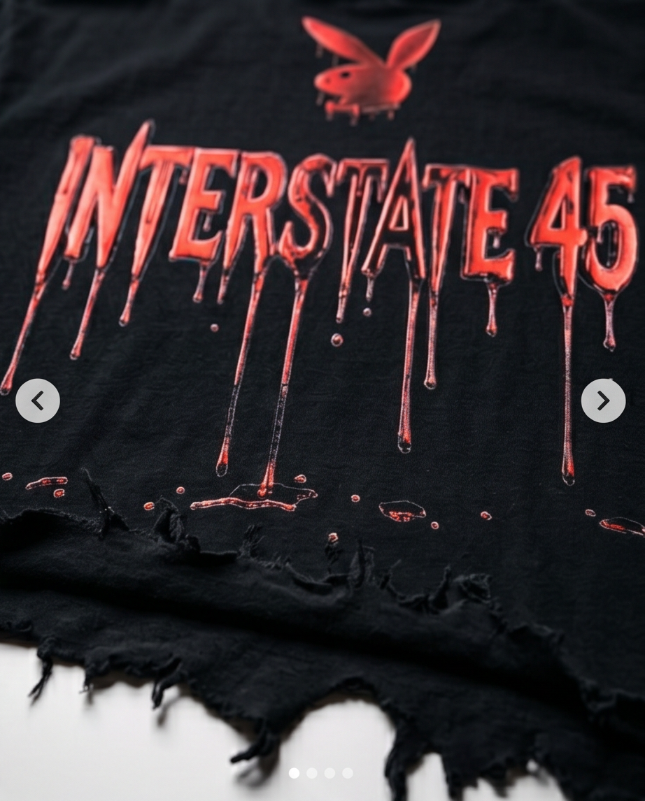 Black Vintage Washed Oversized Cropped Shirt — Medium — One‑of‑a‑Kind “Texas Map”