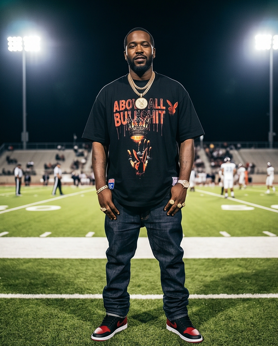 "Above All Bullsh*t" — Black Heavyweight Streetwear Tee (2XL) — One-of-a-Kind